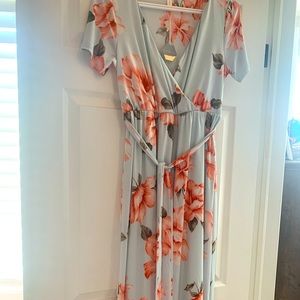 Medium pink blush hi low floral dress